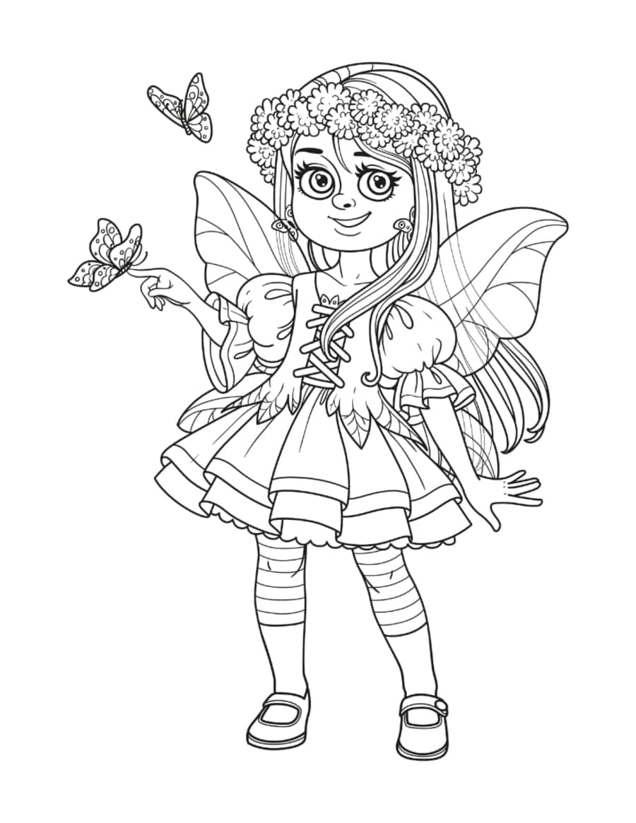 Butterfly Spring Fairy Wings Butterflies Coloring Pdf Free Vectors